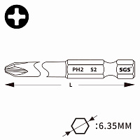 Бита SGS PH3х150мм S2 1шт 63150-6.0-PH3