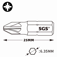 Бита ударная Impact SGS PZ2х25мм S2 1шт 6325-PZ2-IB